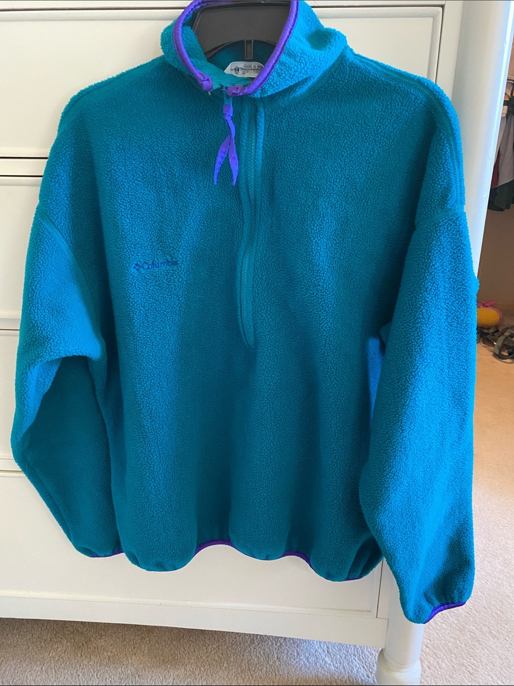 Columbia Teal Fleece Half Zip-Up with Purple Trim